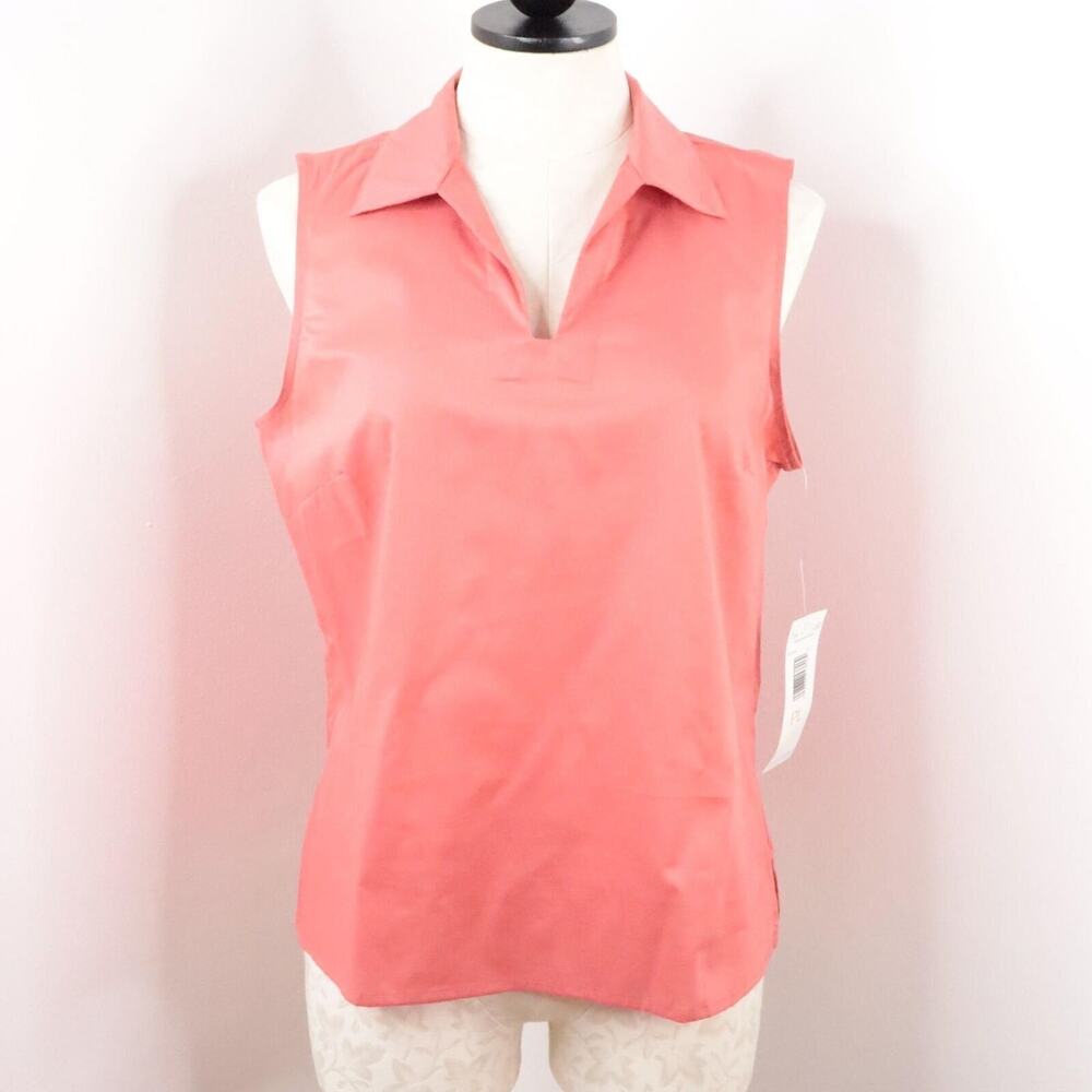 Villager Sport Women's PL Petite Coral Sleeveless Cotton Popover Knit Top (New)